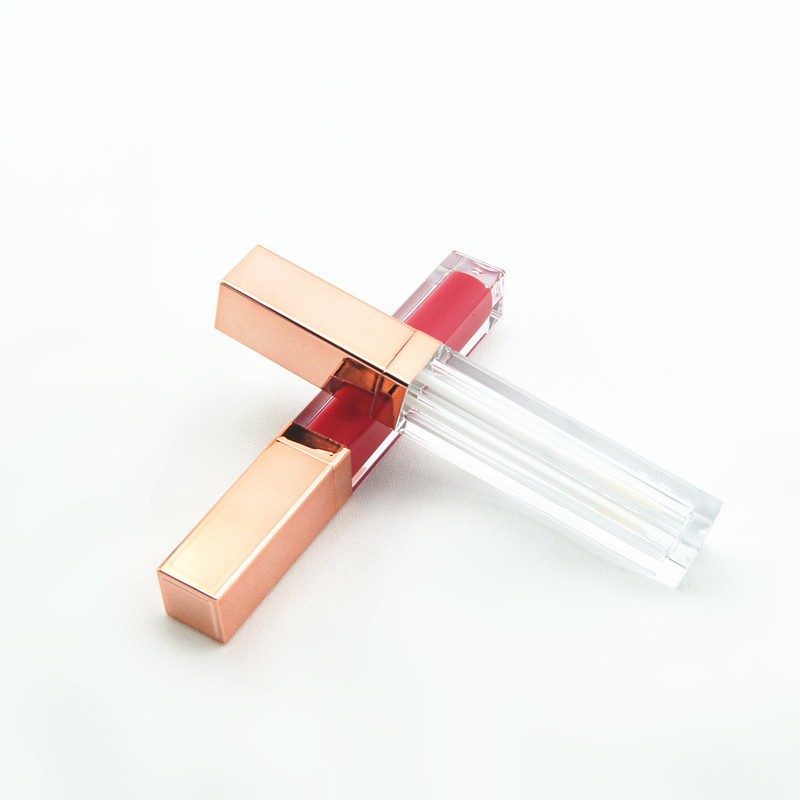 Lip Gloss Tube Supplier - 5ml Plastic Empty Square Lip Balm Tube Rose Gold Brush Tube