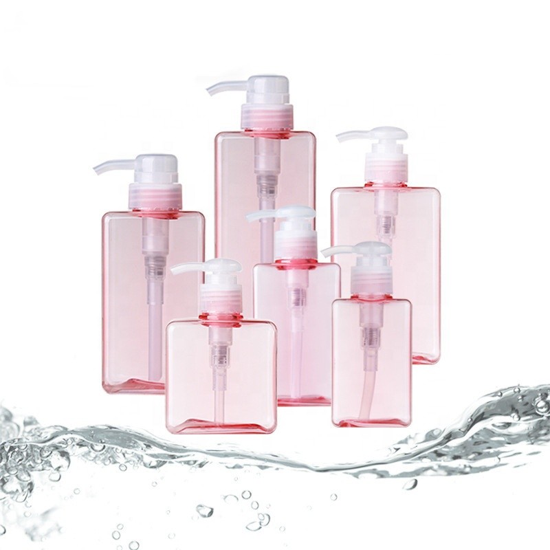 Hotel Shampoo Bottle Manufacturer - Luxury Blue Pink Clear PETG Plastic Square Body Lotion
