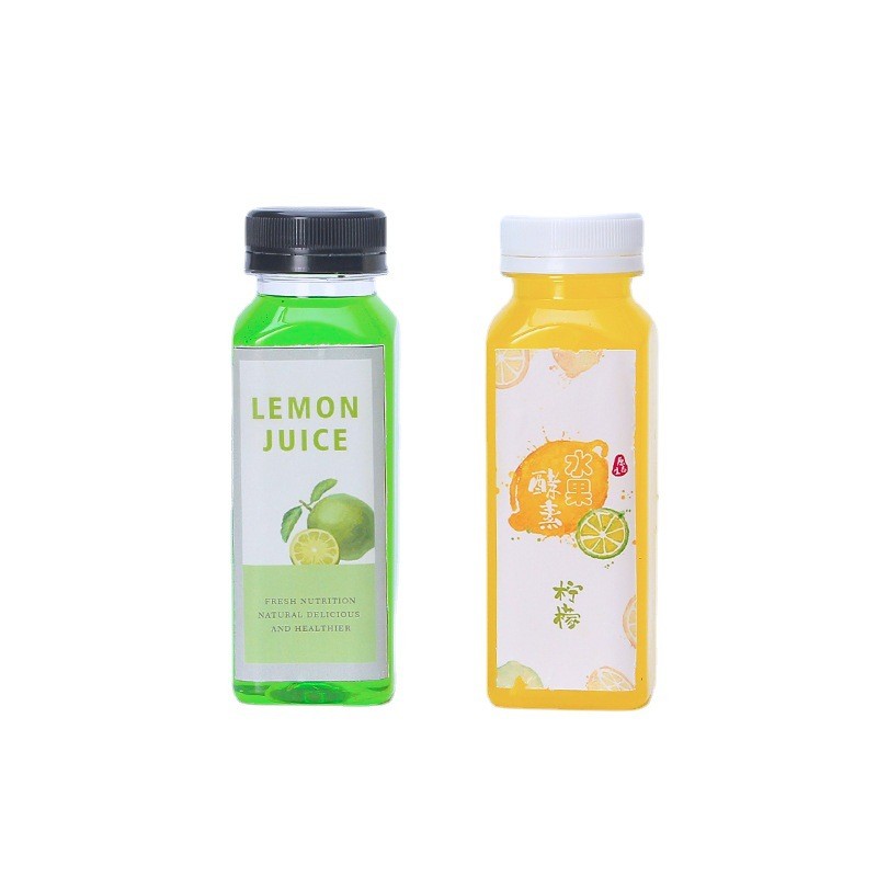 Square Beverage Bottle Supplier - 8oz-16oz Clear Food Grade Pet Square Juice and Water Bottle