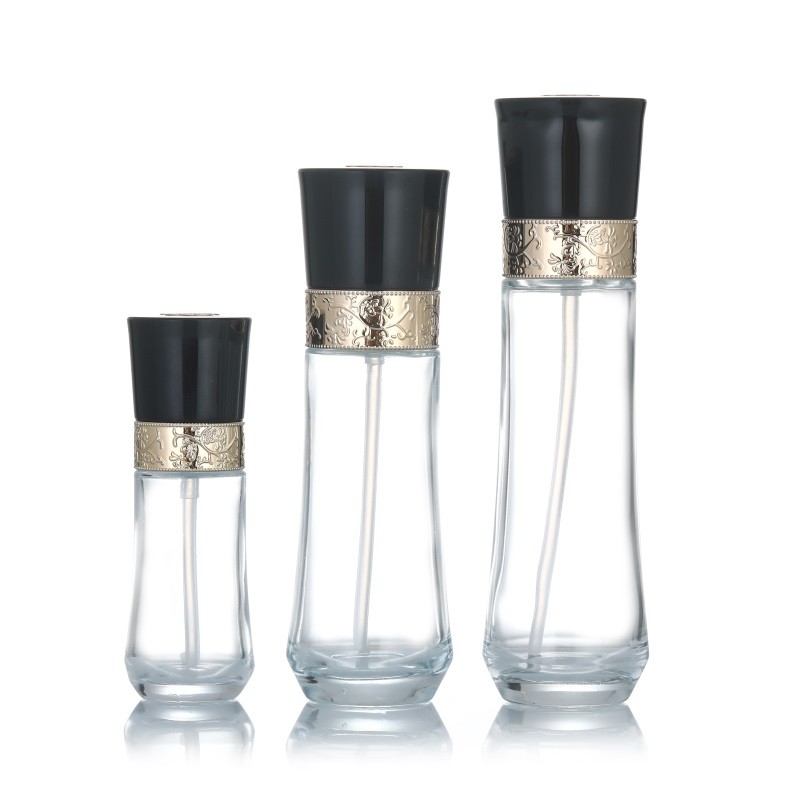 Glass Cosmetic Bottles Supplier - 60ml-100ml Face Cream Bottle with Gold Lid
