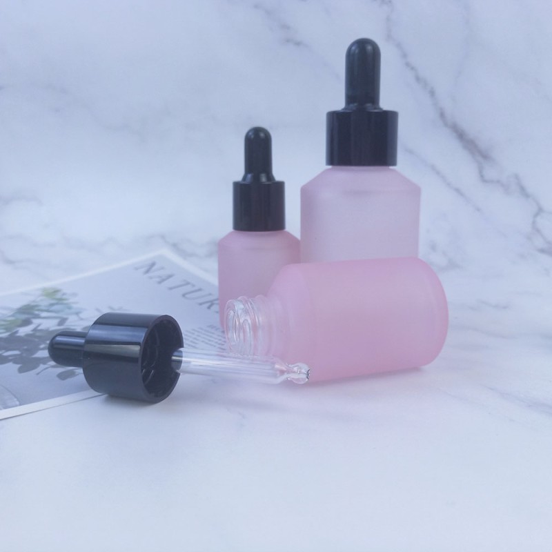 Frosted Glass Bottles Manufacturer - Pink Essential Oil Glass Dropper Bottles