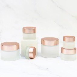 Glass Cream Jars Manufacturer - 5g-100g Matte Clear Jars with Rose Gold Lid