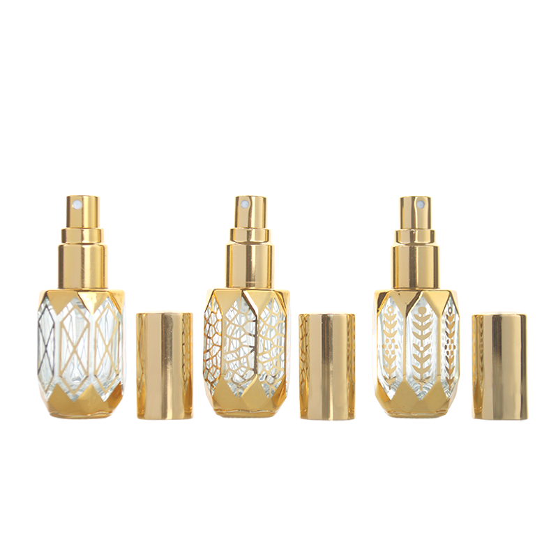Octagon Spray Bottles Supplier - 6ml Golden Fine Mist Glass Perfume Bottles