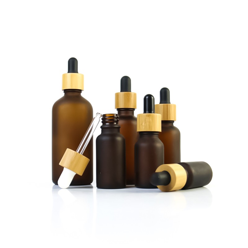 Matte Glass Bamboo Bottles Supplier - Round 10ml-100ml Essential Oil Dropper Bottles