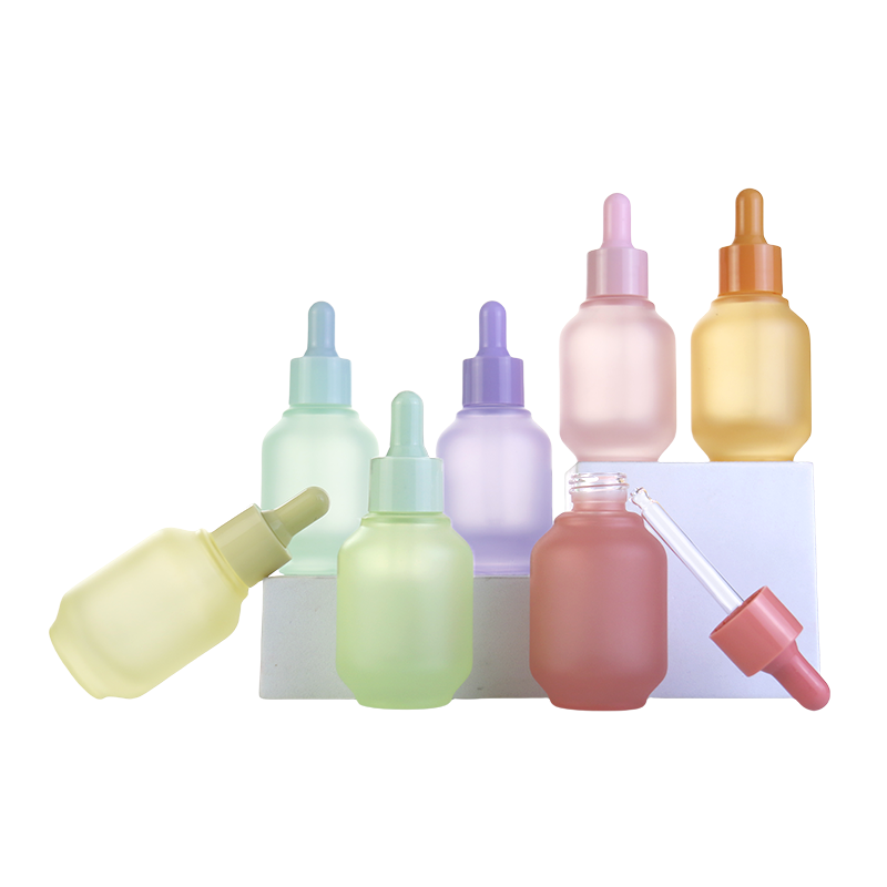 Frosted Rainbow Glass Bottles Factory - 1oz Sloping Shoulder Essential Oil Bottles