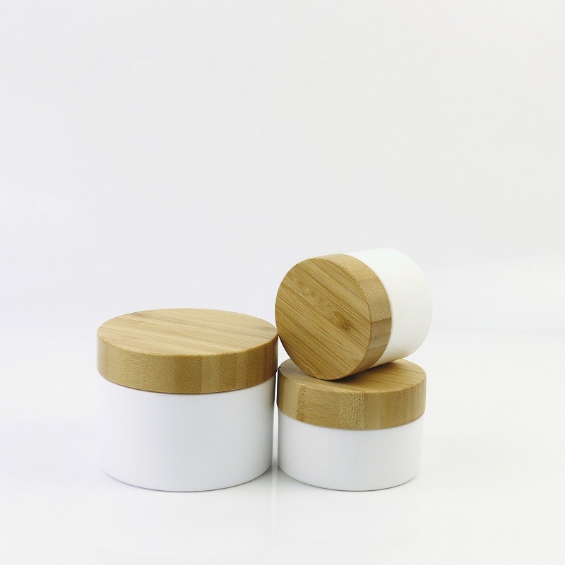 Plastic Cream Jar Supplier - 15g-250g White Cream Jar with Bamboo Lid