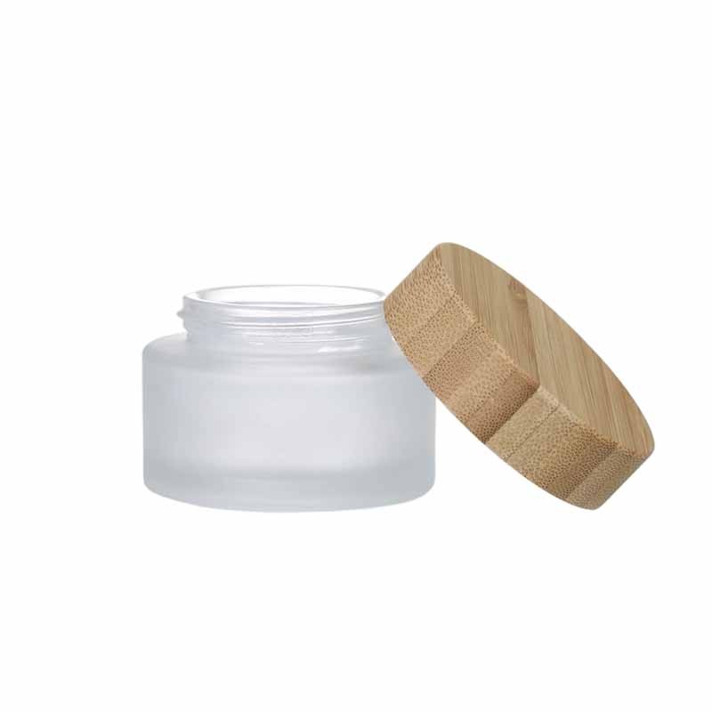 Bamboo Lid Glass Jar Manufacturer - 5g-200g Skin Care Cream Jar with Black Cap