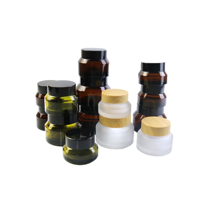 Slanted Glass Jar Manufacturer - 15g-50g Frosted Clear Face Cream Jar