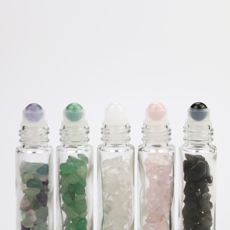 Gemstone Roller Bottles Manufacturer - Natural Quartz Essential Oil Bottles 10ml