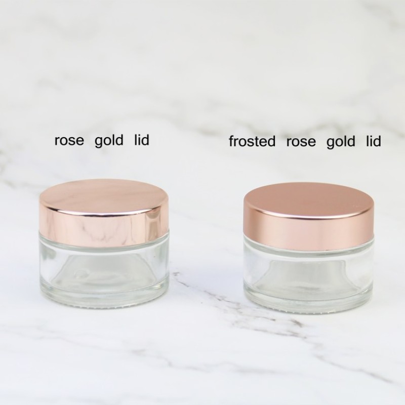 Glass Cream Jars Manufacturer - 5g-100g Matte Clear Jars with Rose Gold Lid