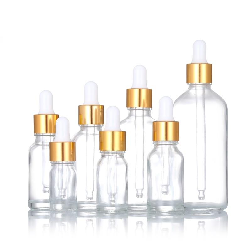 Black Glass Dropper Bottles Manufacturer - 5ml-100ml Essential Oil Bottles with Gold Ring