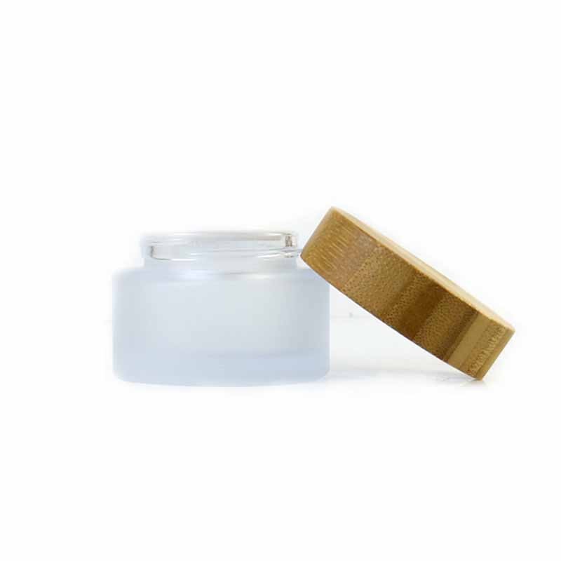 Bamboo Lid Glass Jar Manufacturer - 5g-200g Skin Care Cream Jar with Black Cap
