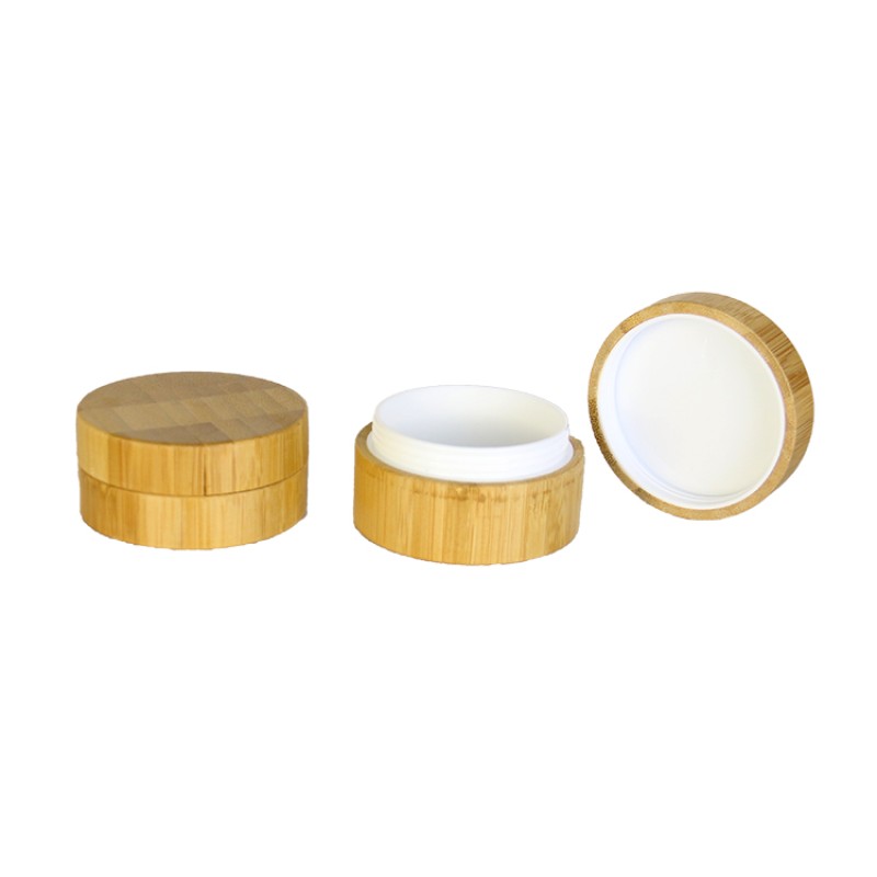 Bamboo Cosmetic Container Supplier - 10g-50g Cream Jar with PP Inner Shell