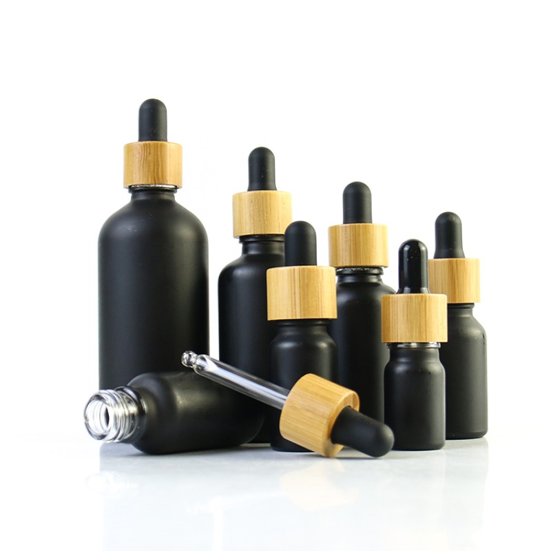 Matte Glass Bamboo Bottles Supplier - Round 10ml-100ml Essential Oil Dropper Bottles