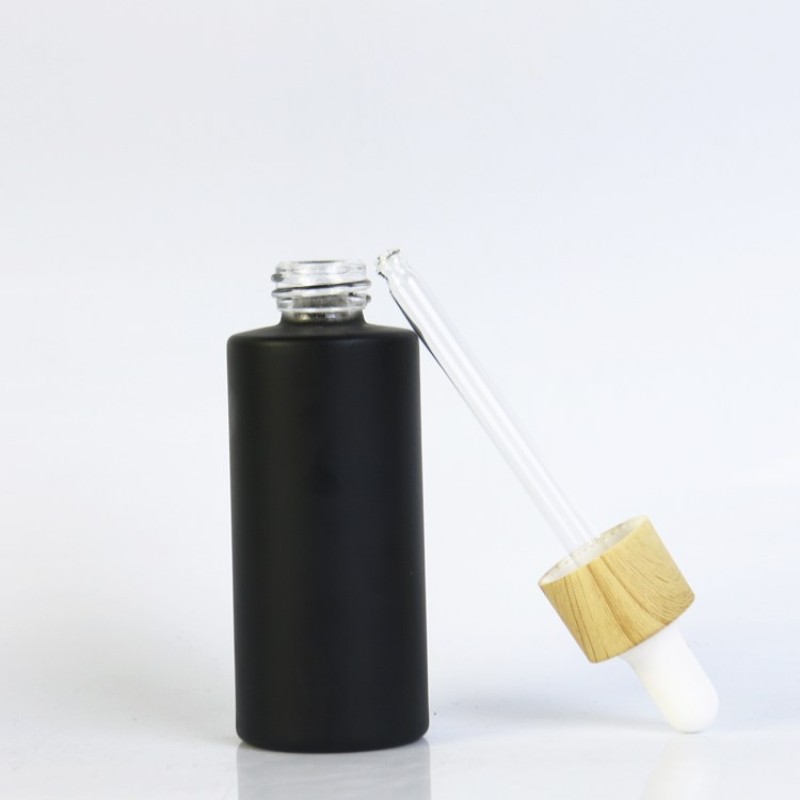 Matte Black Glass Bottles Manufacturer - Custom 20ml-100ml Wood Grain Dropper Bottles