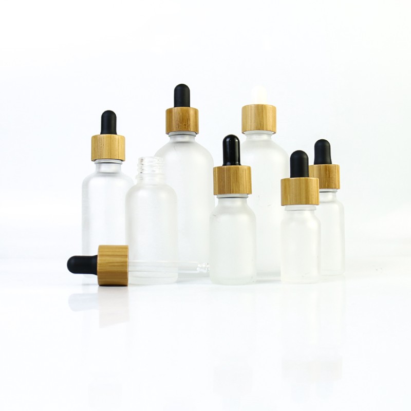Matte Glass Bamboo Bottles Supplier - Round 10ml-100ml Essential Oil Dropper Bottles
