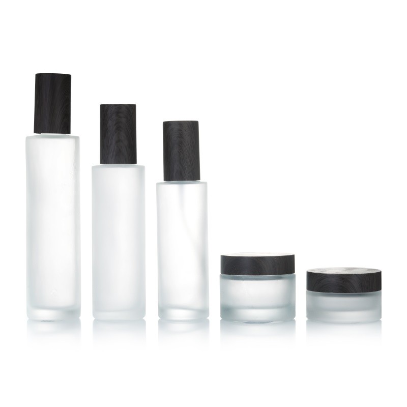 Glass Cosmetic Bottles Supplier - 60ml-100ml Face Cream Bottle with Gold Lid