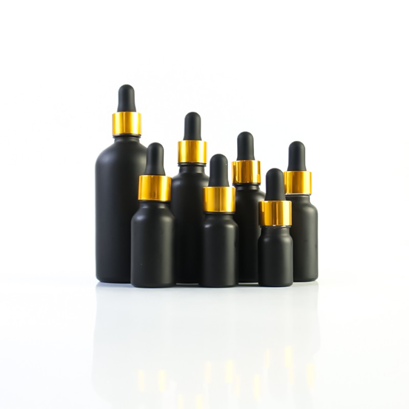 Frosted Black Glass Bottles Supplier - OEM 5ml-100ml Essential Oil Dropper Bottles