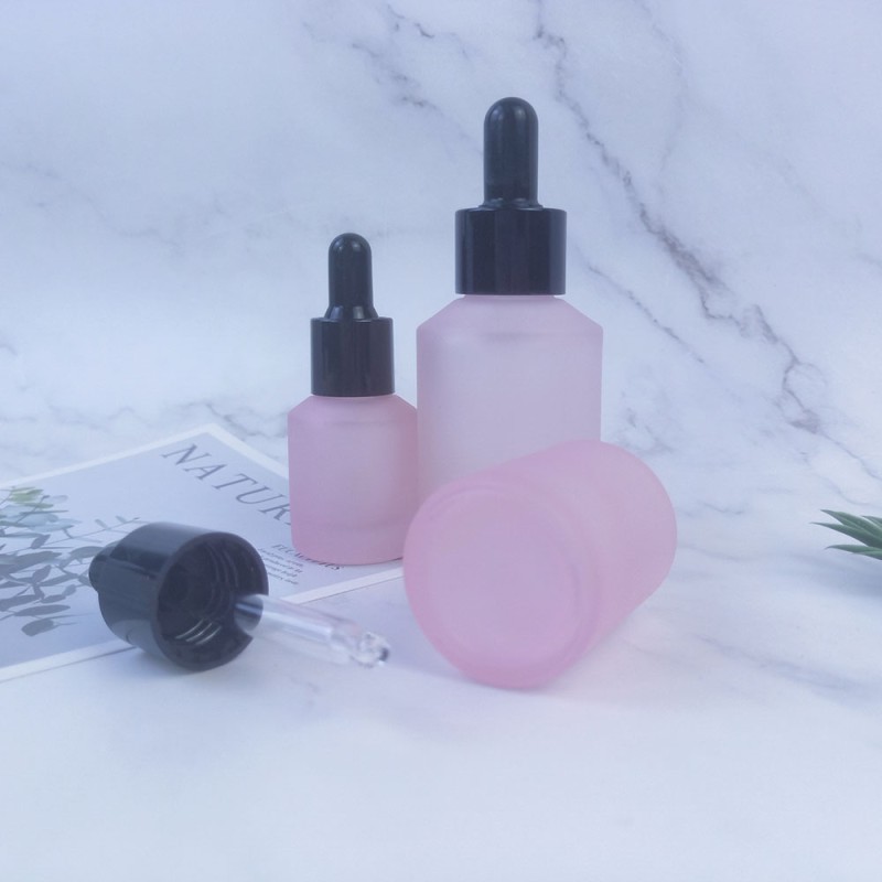 Frosted Glass Bottles Manufacturer - Pink Essential Oil Glass Dropper Bottles