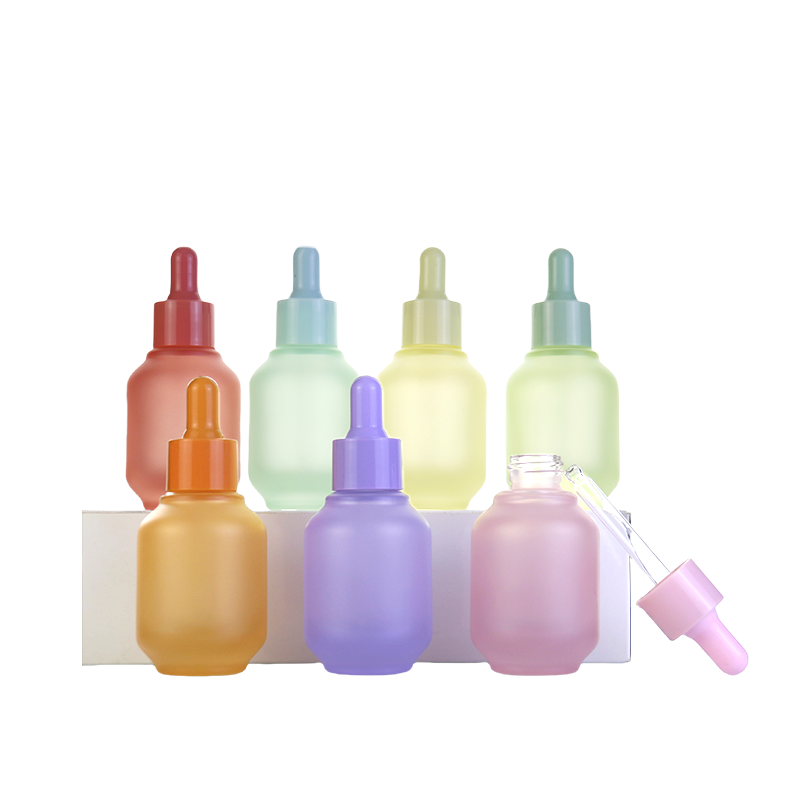 Frosted Rainbow Glass Bottles Factory - 1oz Sloping Shoulder Essential Oil Bottles