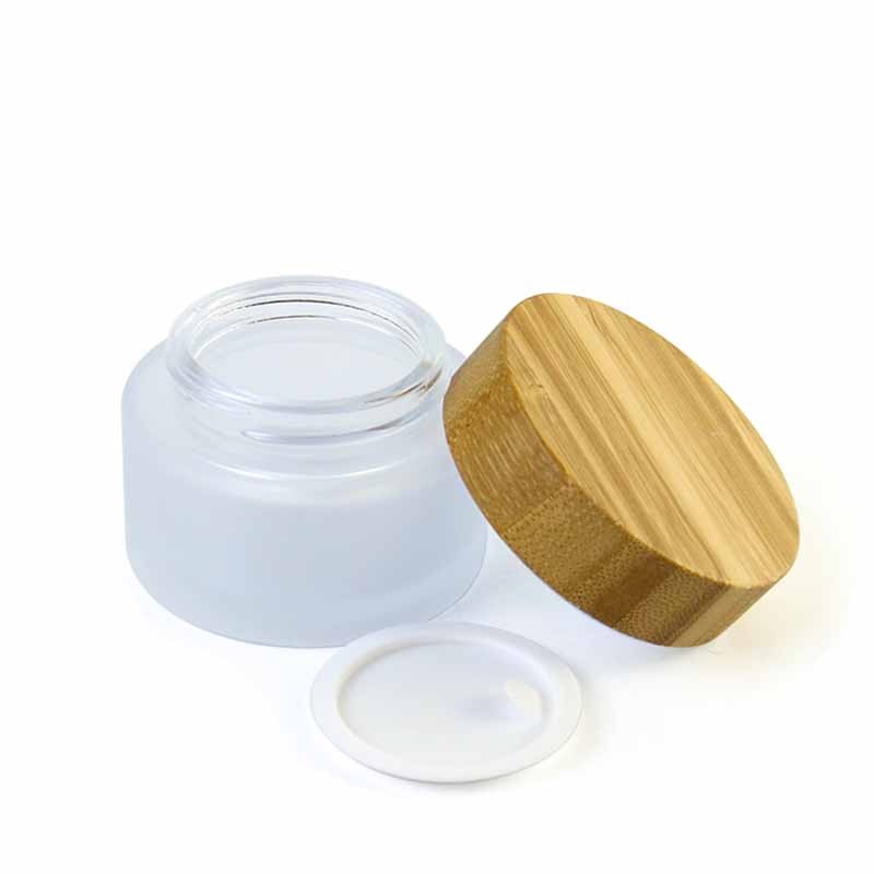 Bamboo Lid Glass Jar Manufacturer - 5g-200g Skin Care Cream Jar with Black Cap