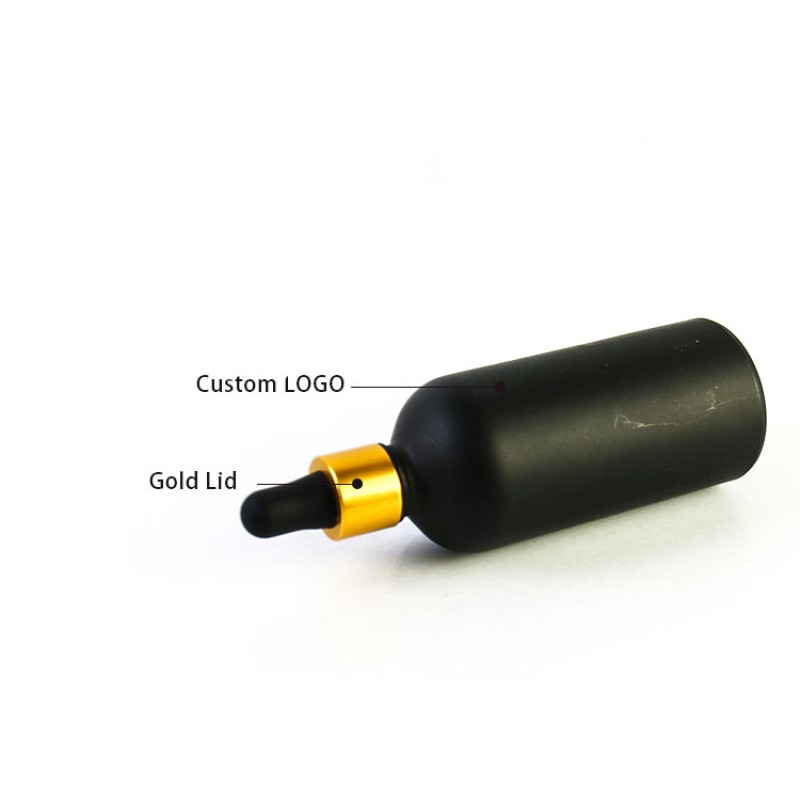 Black Glass Dropper Bottles Manufacturer - 5ml-100ml Essential Oil Bottles with Gold Ring