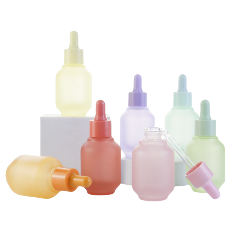 Lantern Shape Serum Bottles Supplier - OEM 30ml Frosted Glass Essential Oil Bottles
