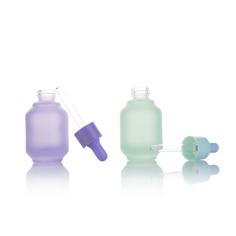 Frosted Rainbow Glass Bottles Factory - 1oz Sloping Shoulder Essential Oil Bottles