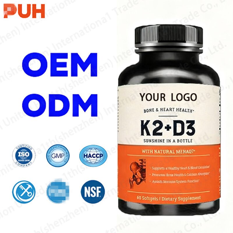 Vitamin D3 and K2 Capsules Manufacturer - 100000 IU Vegan Supplement for Bone & Heart Health