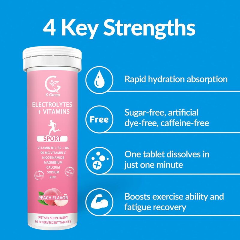 Electrolyte Drink Manufacturer - Effervescent Tablets for Hangover Relief & Hydration, Peach Flavor