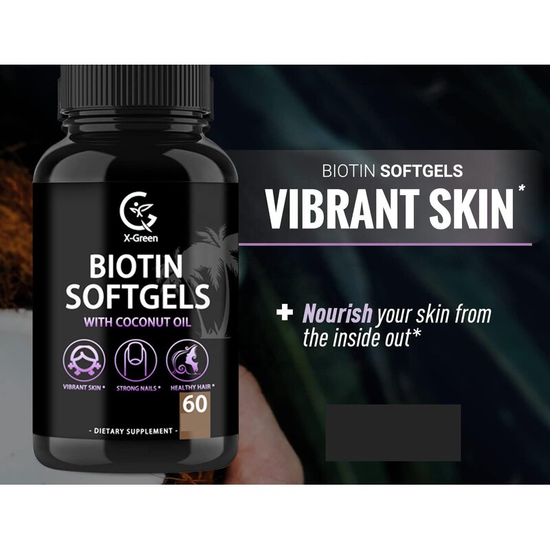 Biotin Softgel Manufacturer - 10000mcg Coconut Oil Supplement for Hair, Skin & Nails