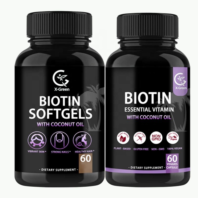 Biotin Softgel Manufacturer - 10000mcg Coconut Oil Supplement for Hair, Skin & Nails