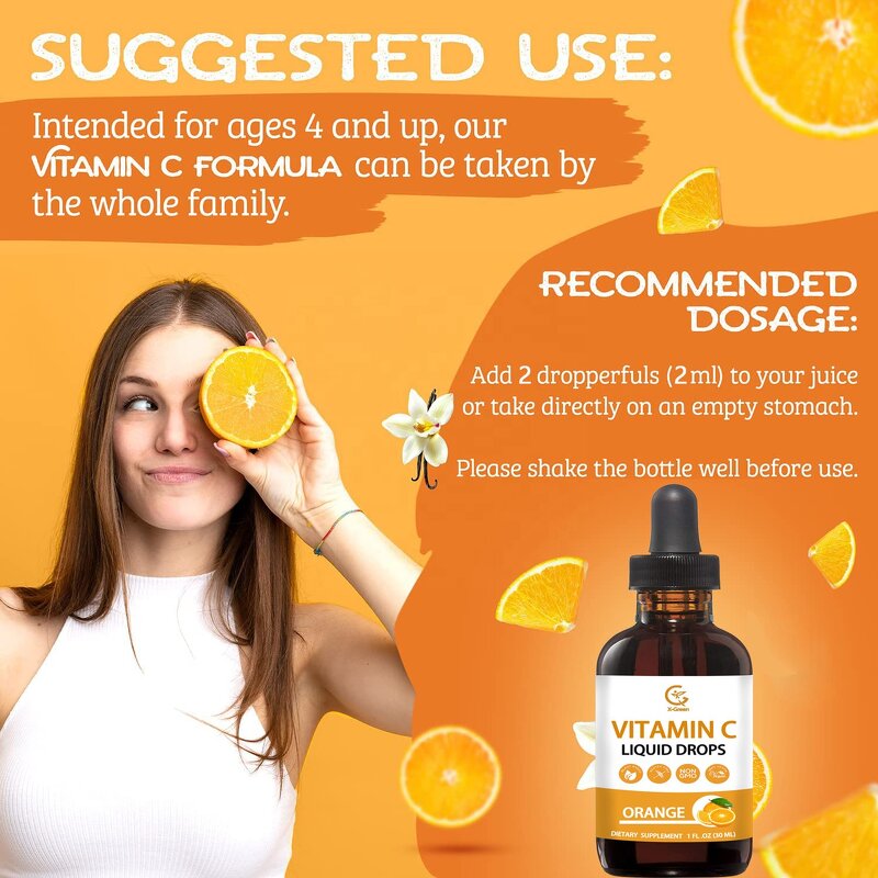 Liquid Vitamin C Supplement Manufacturer - 50mg/60ml Antioxidant for Immune & Skin Support