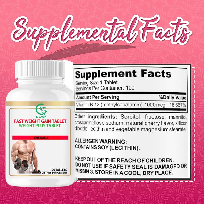 Weight Gain Pills Manufacturer - Fast Acting with B-12 for Adults