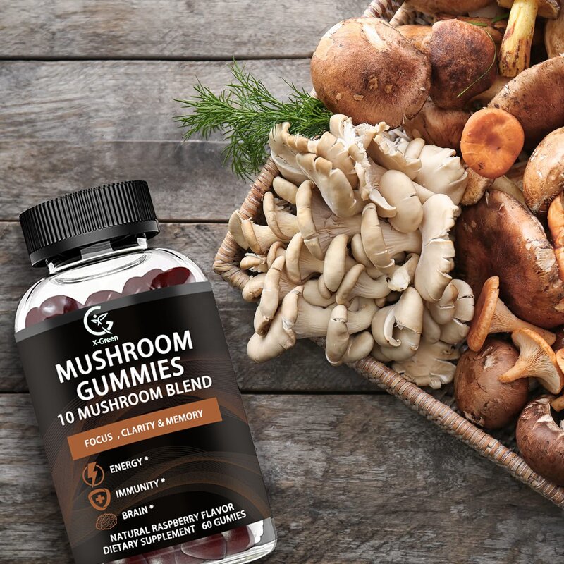 Mushroom Complex Gummies - Lions Mane Nootropic Brain & Immune Support Supplement