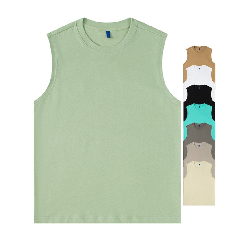Sleeveless T Shirts Supplier - Men's Basic Breathable Cotton Tank Tops Custom Logo Summer