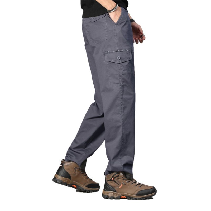 Chino Pants Factory - Man Classic Summer Trousers Side Pockets Street Wear Cargo Baggy Pants