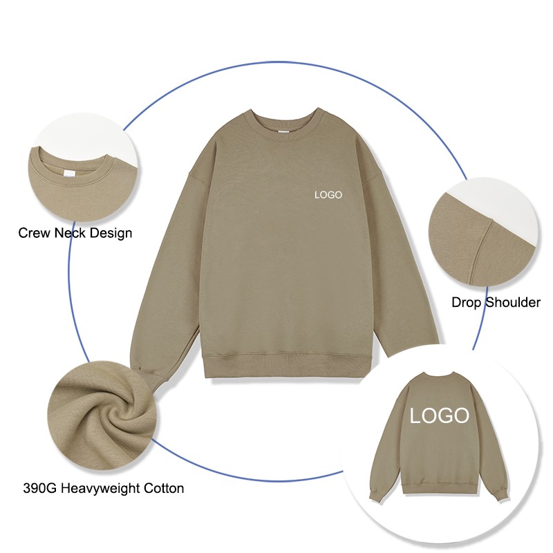 Oversize Sweatshirts Manufacturer - Men's 390G Fleeced Cotton Full Sleeves Pullover Custom