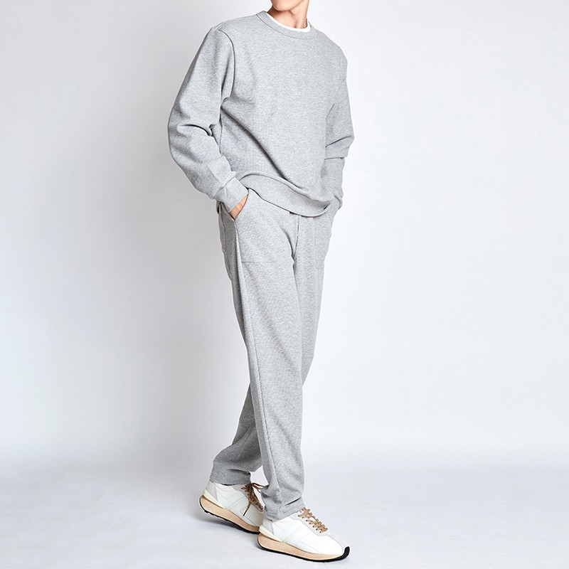Waffle Tracksuits Supplier - Custom Logo Waffle Lattice Washed Sweatsuits Unisex Jogger Set