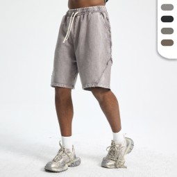 Cotton Jogger Shorts Manufacturer - Men's Loose 4300G Batik Washed Heavyweight Shorts Custom