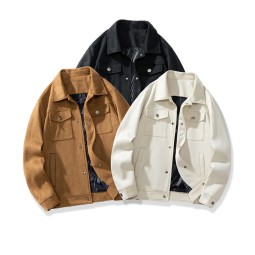 Leather Jacket Factory - Suede Leather Men Fashion Blazer Smart Casual Office Brown Lapel