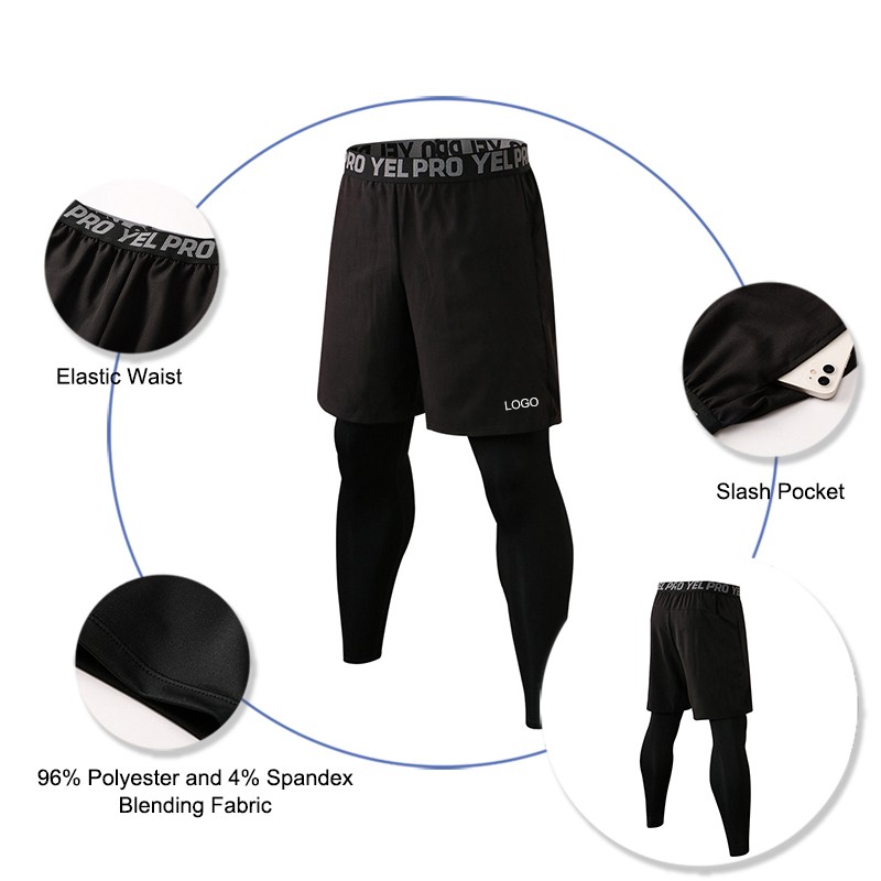 Gym Leggings Factory - Custom Logo 2 in 1 Legging Shorts Sets Europe Size Fitness Pants