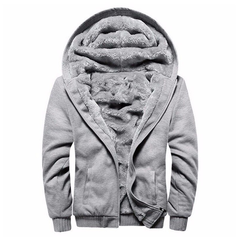 Fleece Jackets Supplier - Men's Winter Fleeced Knitted European Size Zipper-up Hoodies Custom