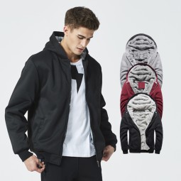 Fleece Jackets Supplier - Men's Winter Fleeced Knitted European Size Zipper-up Hoodies Custom