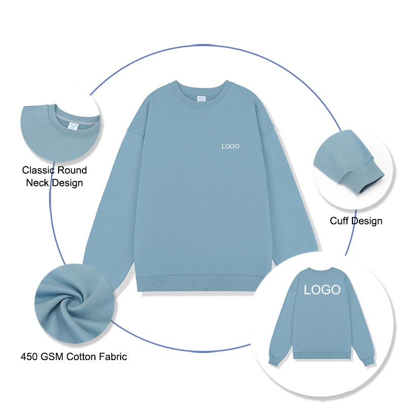 French Terry Sweatshirts Factory - 450G Heavyweight Poly Cotton Oversized Crewneck Custom