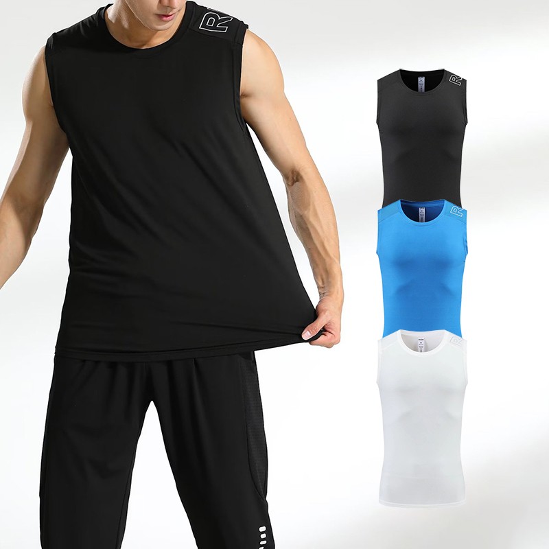 Sports Tank Top Supplier - Men's Summer Reflective Logo Quick Dry Muscle Tank Top Black