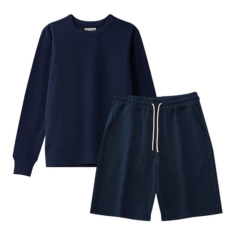 Sweatsuits Manufacturer - Premium Custom Logo 360G Cotton Crewneck Sweatshirt Shorts 2 Pieces