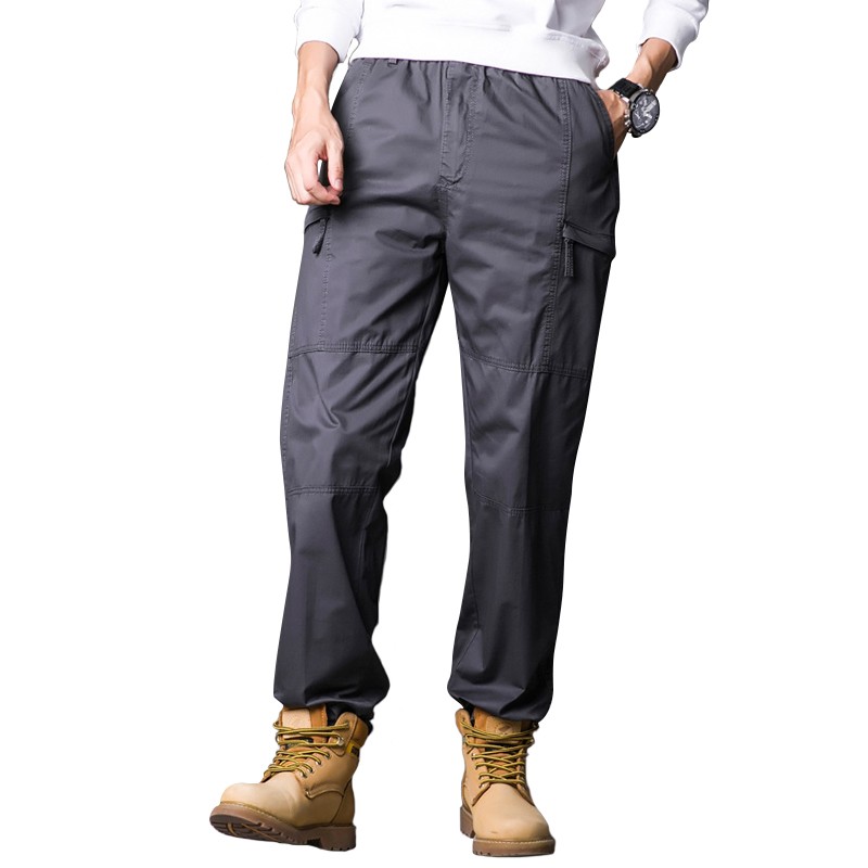 Cargo Pants Supplier - Men's Big Size Zipper Side Pockets Everyday Casual Cotton Trousers