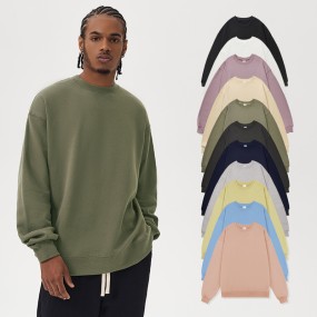 Crewneck Sweatshirts Supplier - Unisex 380G French Terry Cotton Pullover Sweatshirts Custom