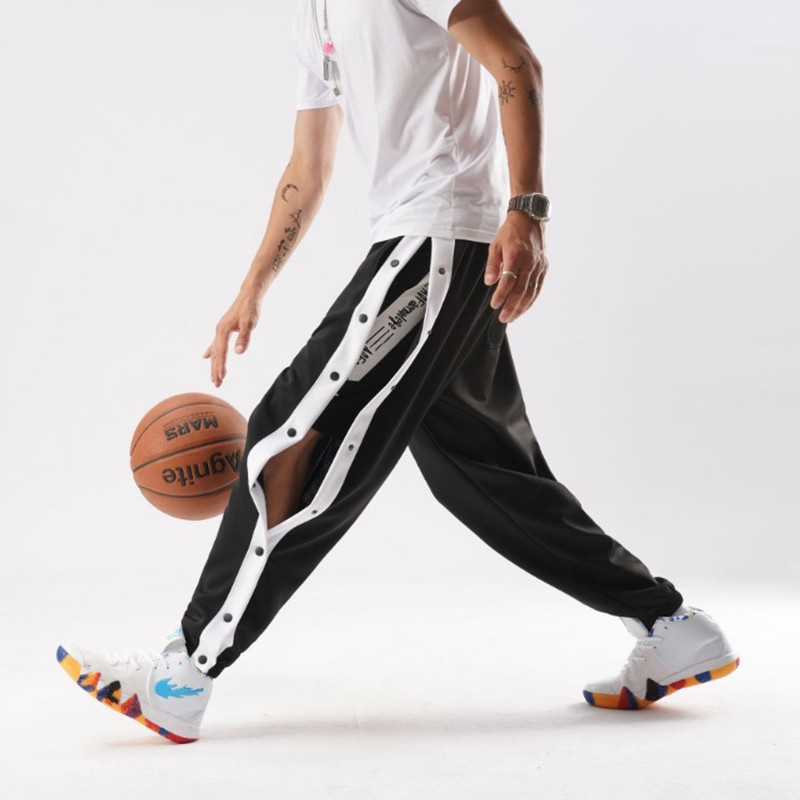 Basketball Pants Supplier - Designer Men's Sports Trousers Buttons at Side Active Sweatpants